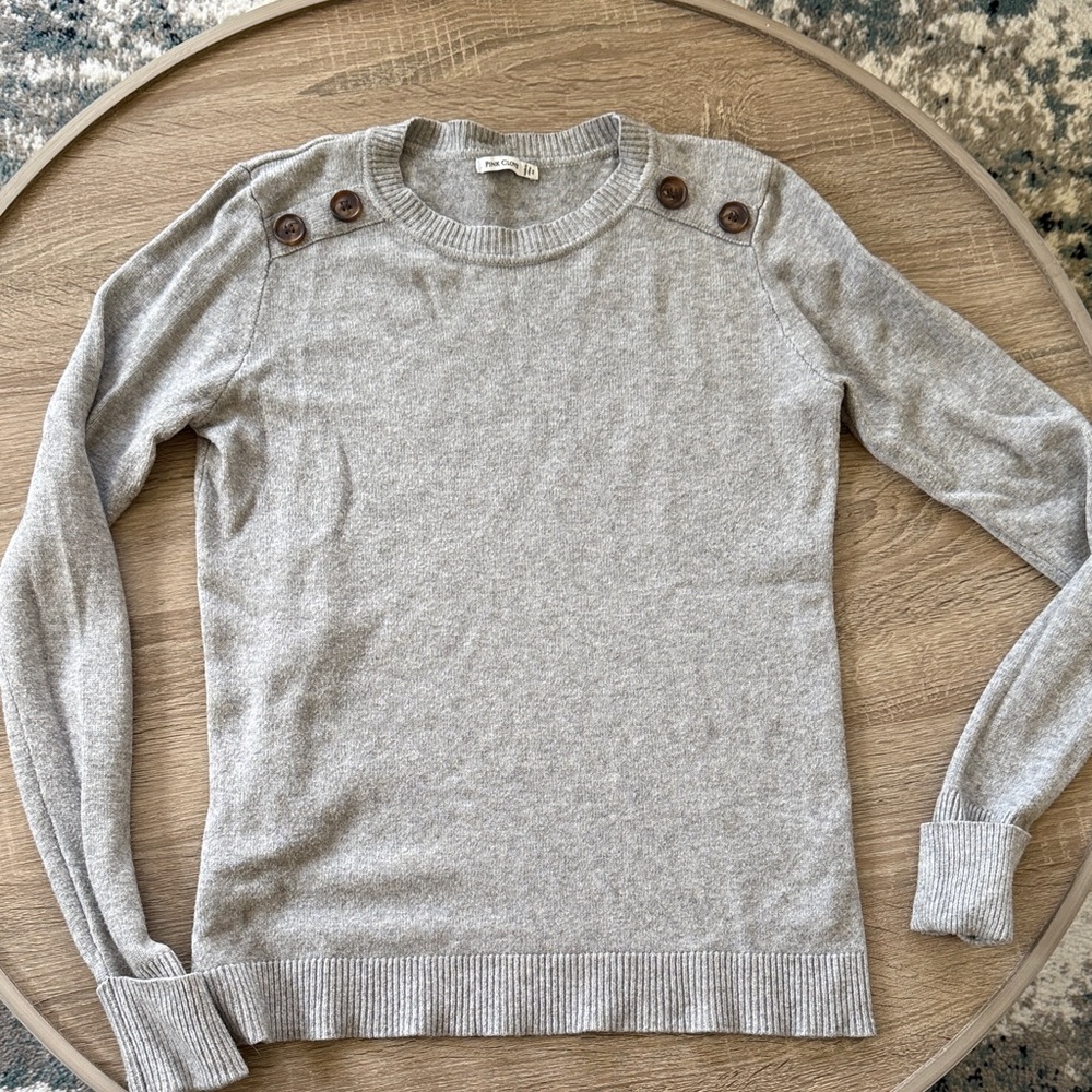 Pink Clover Gray Crew Neck Sweater